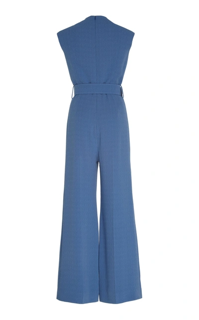 Shop Emilia Wickstead Belted Crepe Jumpsuit In Blue