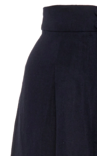 Shop Andres Otalora Eivissa Wide-leg Linen Pants In Navy