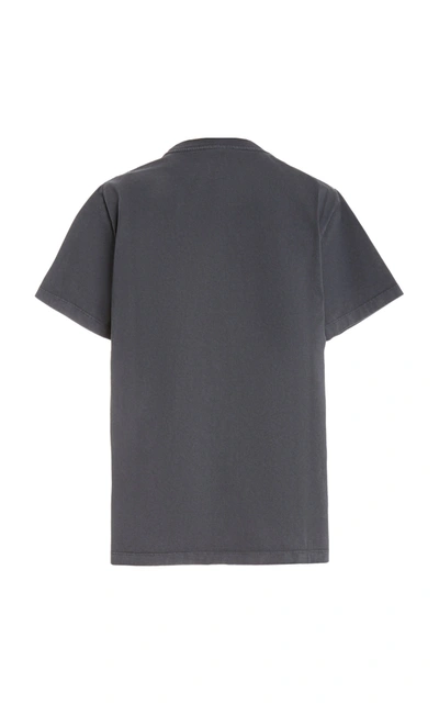 Shop Ganni Printed Cotton-jersey T-shirt In Grey