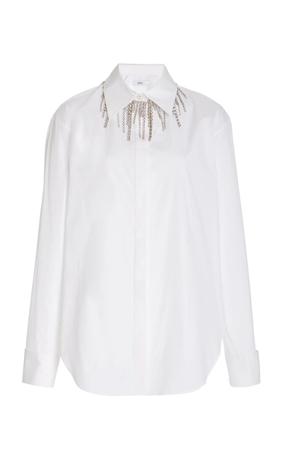 Shop Area Crystal-embellished Stretch-cotton Shirt In White