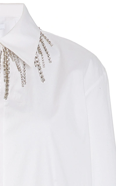 Shop Area Crystal-embellished Stretch-cotton Shirt In White