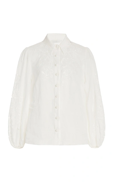 Shop Zimmermann Women's Nina Broderie Anglaise Woven Shirt In White