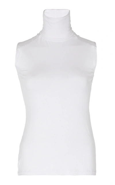 Shop Albus Lumen Women's Sleeveless Turtleneck Ponte Top In Black,white