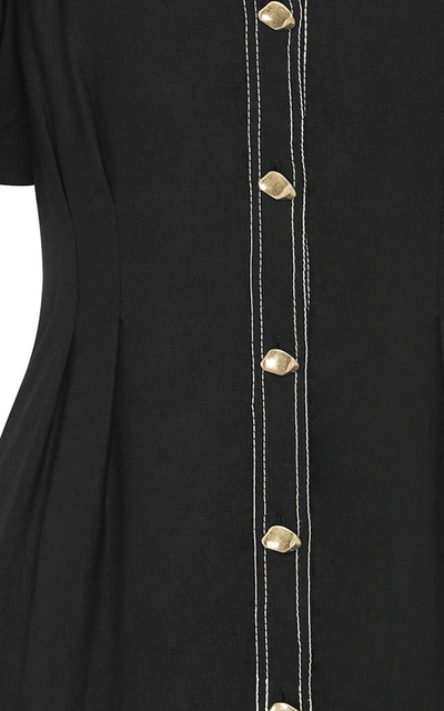 Shop Aje Quietude Linen Mini Dress In Black