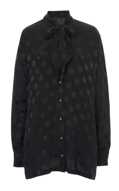 Shop Dolce & Gabbana Women's Polka Dot Silk Blouse In Black