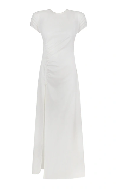 Shop Anna October Women's Magnolia Ruched Crepe Maxi Dress In White