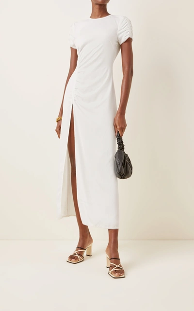 Shop Anna October Women's Magnolia Ruched Crepe Maxi Dress In White