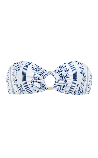 Shop Agua By Agua Bendita Women's Oregano Grosellas-print Bandeau Bikini Top In Blue