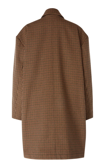 Shop Balenciaga Oversized Houndstooth Wool Coat In Brown