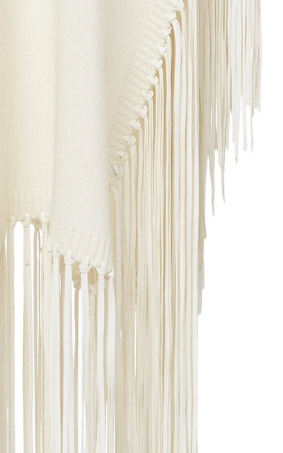 Shop Valentino Fringed Maxi Length Poncho In White