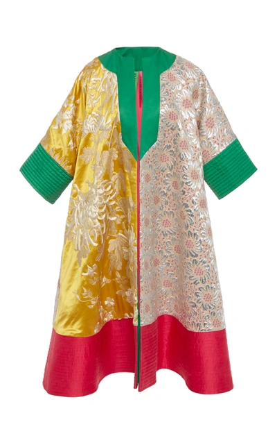 Shop Rianna + Nina Exclusive Paneled Brocade And Duchess Silk-satin Coat In Multi