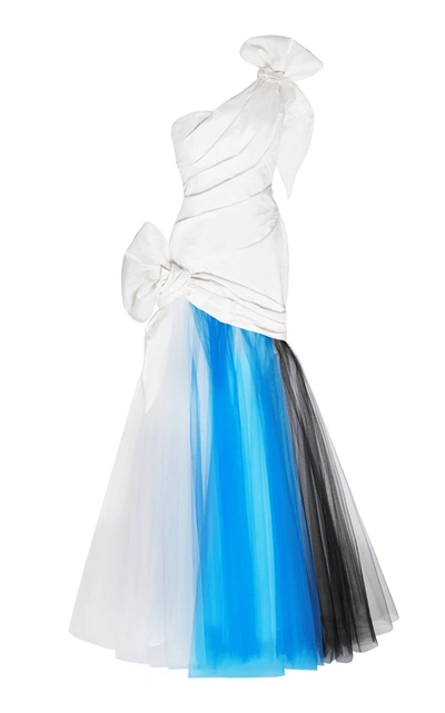 Shop Rodarte Silk And Tri-toned Tulle Gown In White