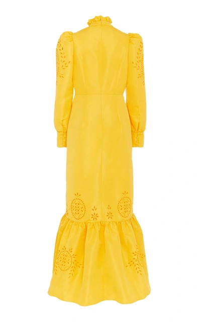 Shop Erdem Carnation Broderie-anglaise Gown In Yellow