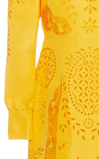 Shop Erdem Carnation Broderie-anglaise Gown In Yellow