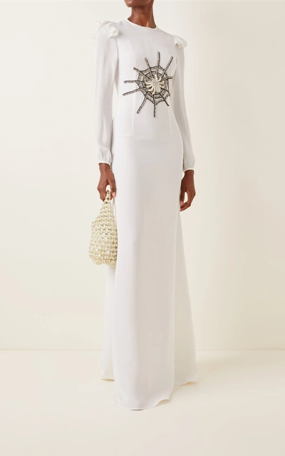 Shop Rodarte Women's Embellished Embellished Silk Maxi Dress In White