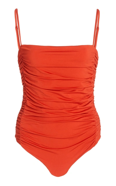 Shop Johanna Ortiz Camelian Soul Tribute Ruched Swimsuit In Red
