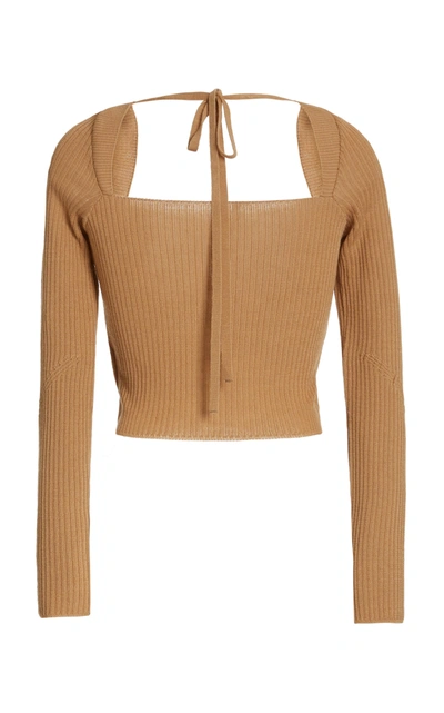 Shop Anna October Cropped Wool-blend Sweater In Gold