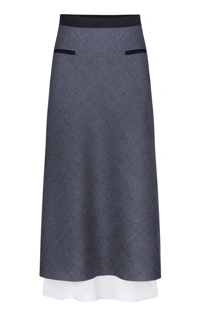 Shop Anna October High-rise Wool Pencil Skirt In Grey