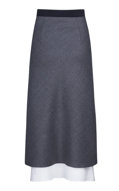 Shop Anna October High-rise Wool Pencil Skirt In Grey