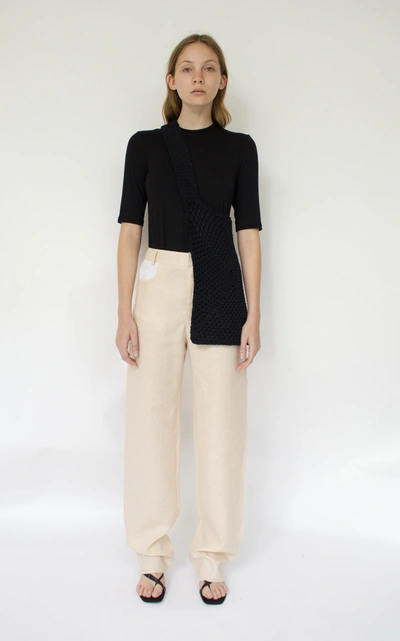 Shop Albus Lumen Women's Crewneck Cotton-blend Top In Black,neutral