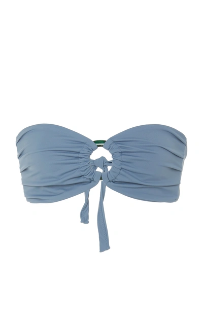 Shop Palm Bruna Ruched Bandeau Bikini Top In Blue