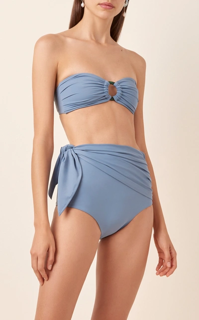 Shop Palm Bruna Ruched Bandeau Bikini Top In Blue