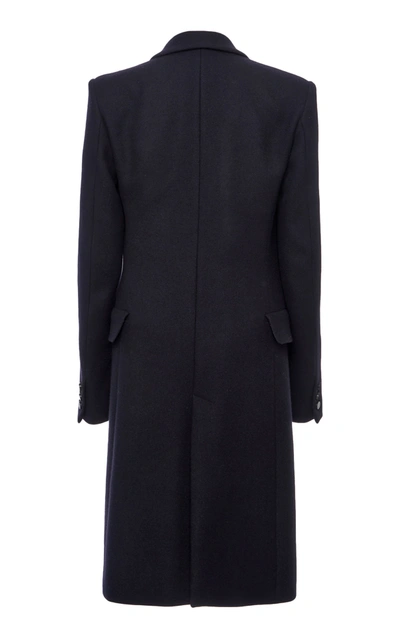 Shop Valentino Logo-detailed Double-breasted Wool Melton Coat In Navy