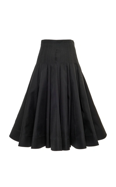 Shop Valentino Women's Pleated Cotton-silk Full Midi Skirt In Black