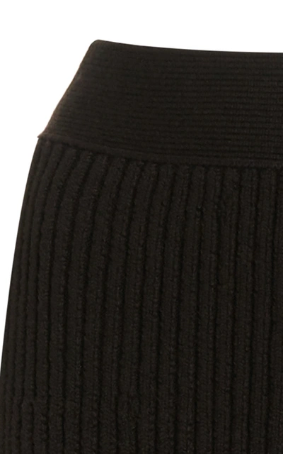 Shop Bottega Veneta Ribbed-knit Wool Midi Skirt In Brown