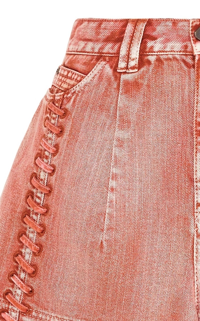 Shop Aje Women's Framework Braid-detailed Washed Denim Shorts In Red