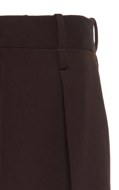 Shop Bottega Veneta Women's Mid-rise Wool Pleated Wide-leg Trouser In Brown