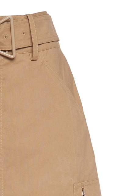 Shop Bottega Veneta Women's Belted Cotton Midi Skirt In Neutral