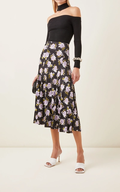 Shop Erdem Vesper Floral Crepe Midi Skirt