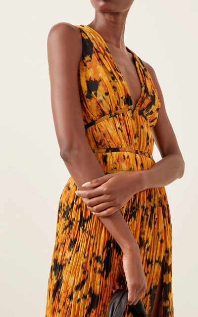 Shop Altuzarra Women's Layla Printed Plissã© Maxi Dress In Orange