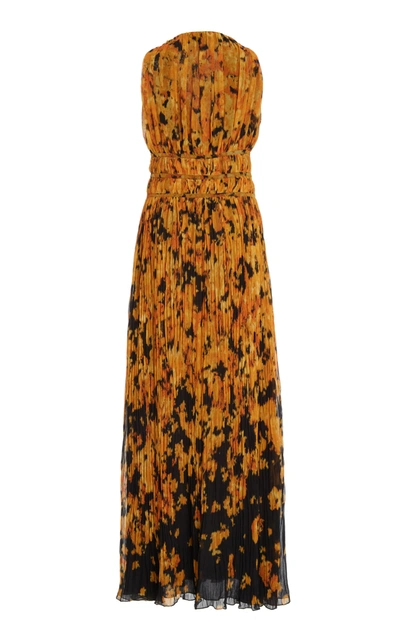 Shop Altuzarra Women's Layla Printed Plissã© Maxi Dress In Orange