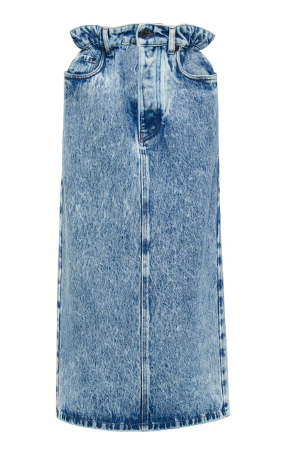Shop Miu Miu Women's Marbled Denim Midi Skirt In Medium Wash
