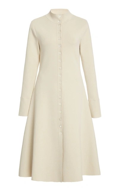 Shop Beaufille Giotto Button-embellished Jersey Midi Dress In Neutral