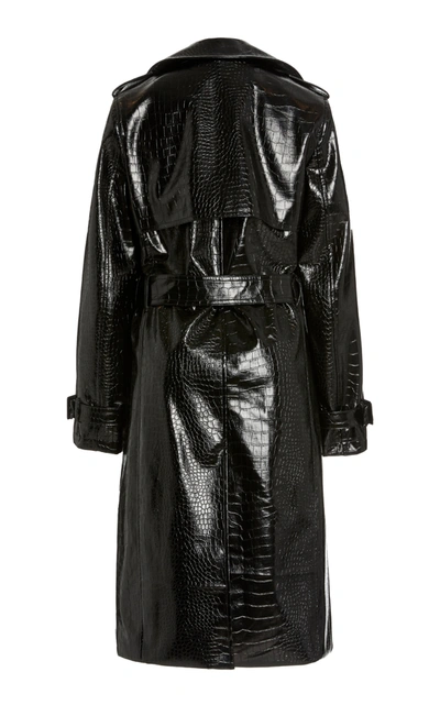 Shop Apparis Danny Croc-effect Faux Leather Trench Coat In Black