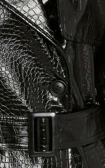 Shop Apparis Danny Croc-effect Faux Leather Trench Coat In Black