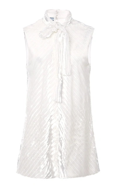 Shop Prada Tie-detailed Velvet Top In White
