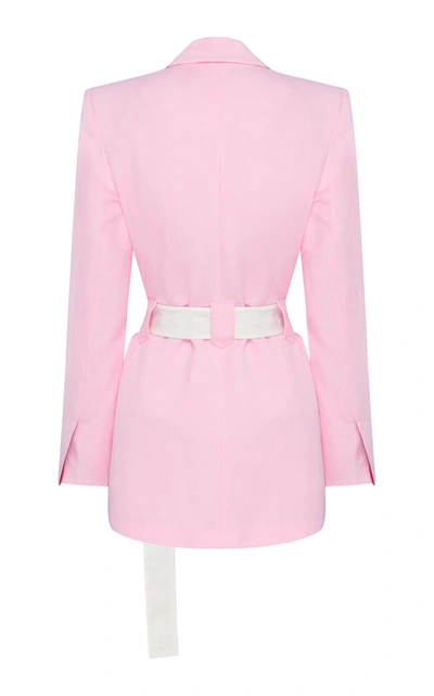 Shop Aje Psychedelia Belted Crepe Blazer In Pink