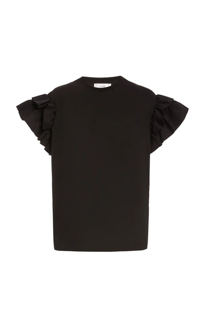 Shop Victoria Victoria Beckham Women's Ruffle Organic-cotton T-shirt In Black