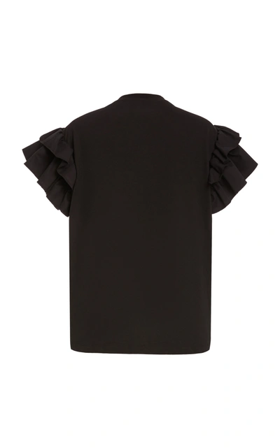 Shop Victoria Victoria Beckham Women's Ruffle Organic-cotton T-shirt In Black