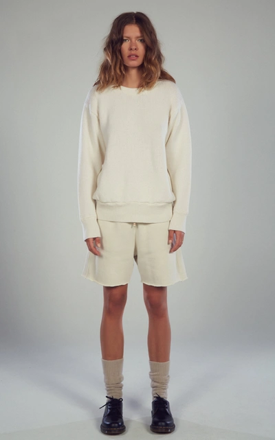 Shop Les Tien Women's Classic Fleece Yacht Cotton Shorts In White