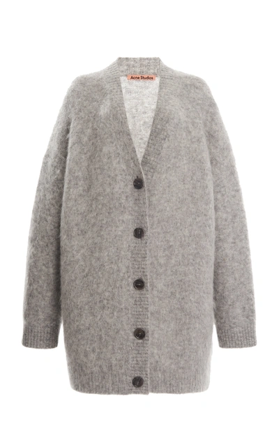 Shop Acne Studios Rives Oversized Knitted Cardigan In Grey