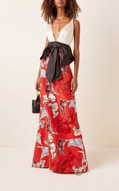 Shop Johanna Ortiz Floral-embroidered Jacquard Gown