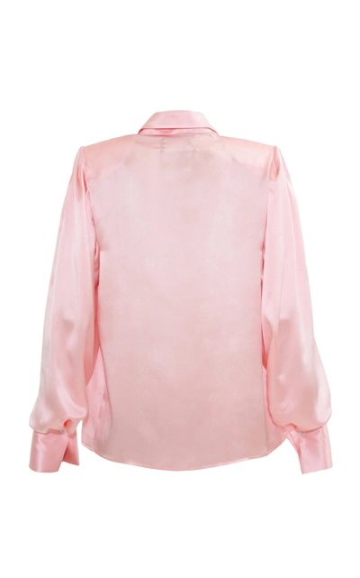 Shop Anouki Pink Satin Shirt With Shoulder Pads