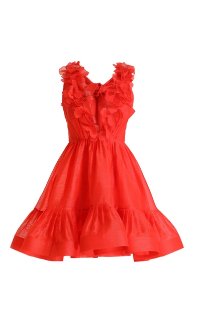 Shop Zimmermann Women's The Lovestruck Garland Silk-blend Mini Dress In Red