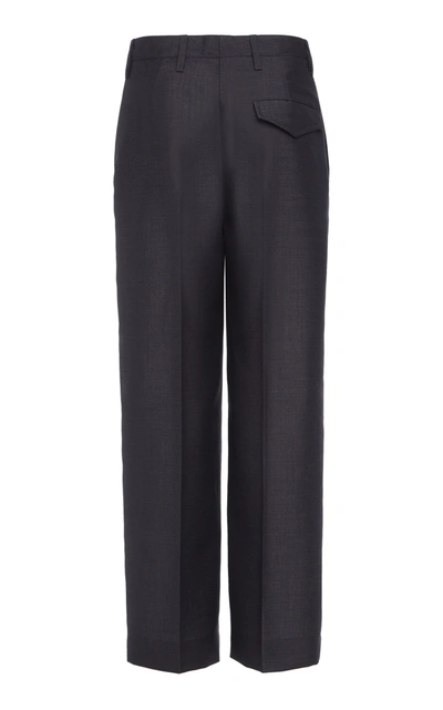 Shop Prada Cropped Wool Tapered Pants In Grey