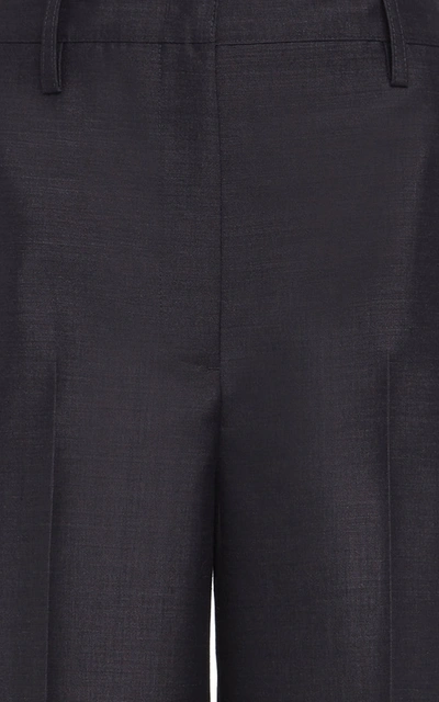 Shop Prada Cropped Wool Tapered Pants In Grey